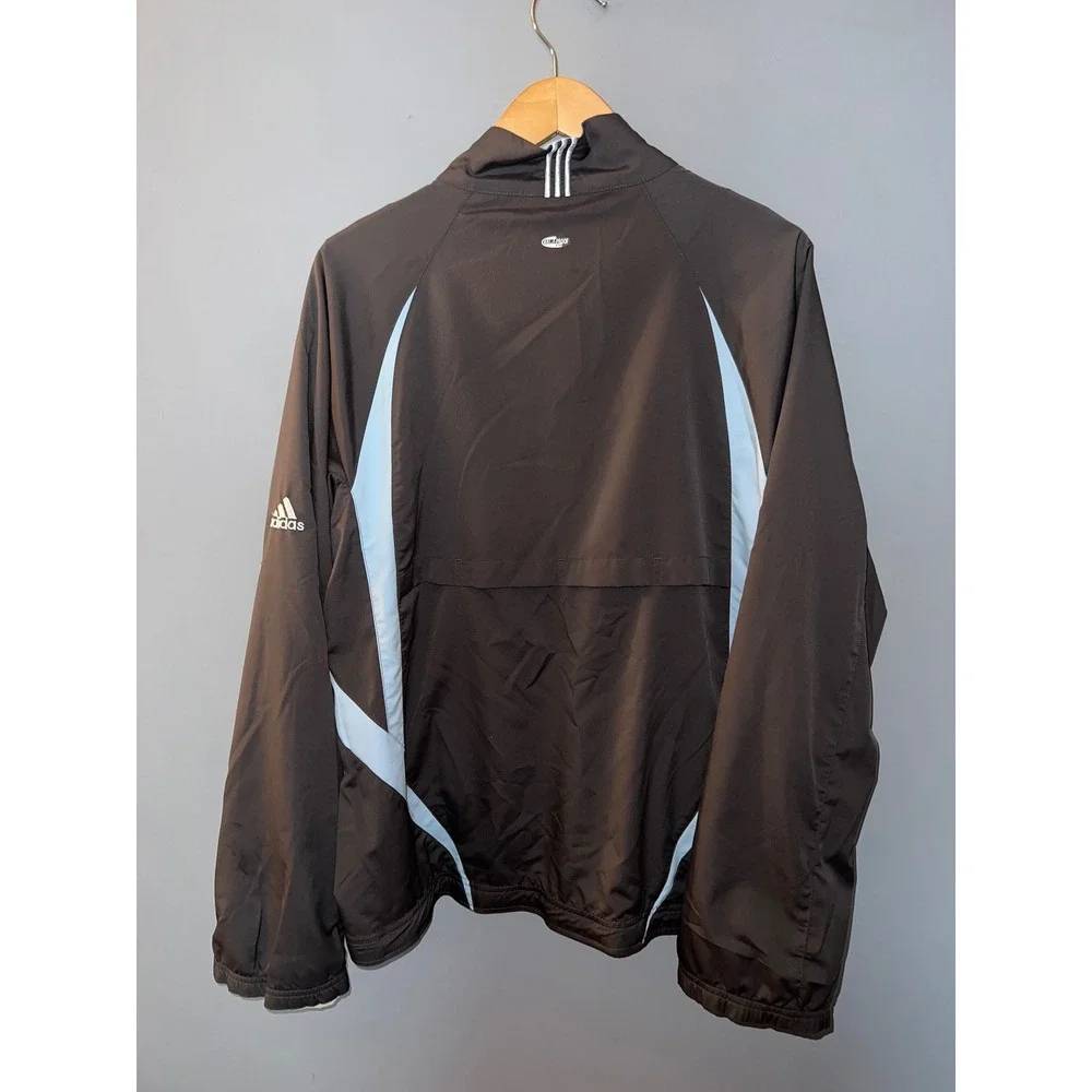 Adidas ClimaProof Windbreaker Jacket Mens Medium Grey Blue Quarter Zip Pullover